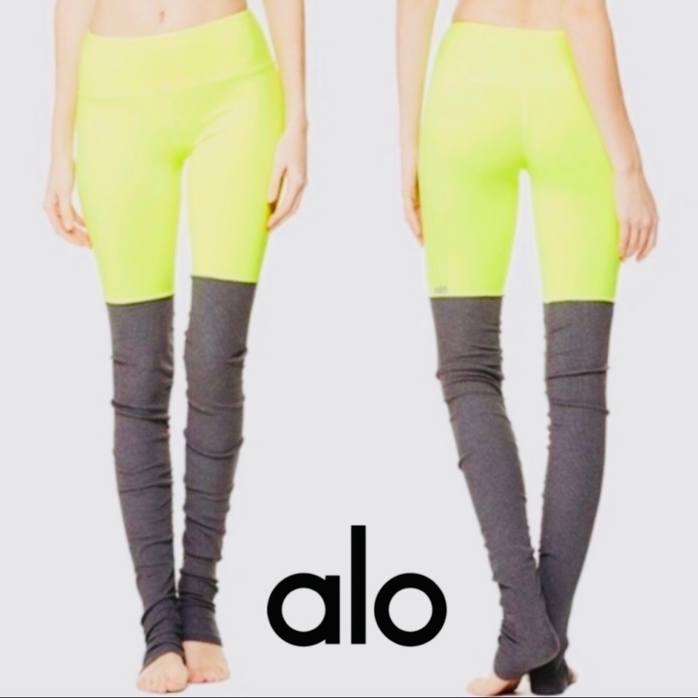 Alo Yoga Goddess Neon Yellow Leggings